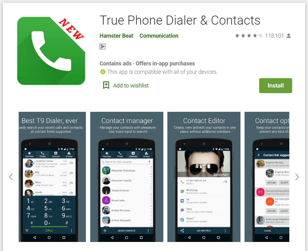 verdadero marcador telefónico y contactos