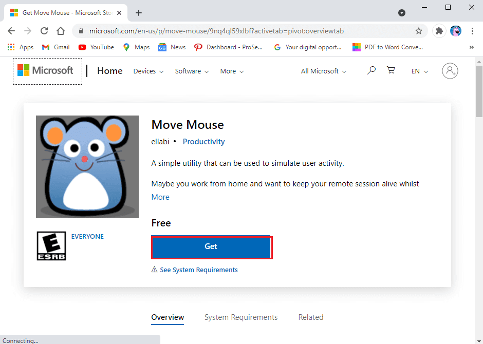 Puede usar la aplicación Move Mouse, que está disponible en la tienda web de Windows.