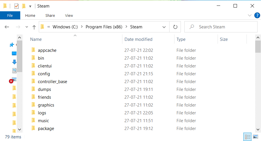 Unidad C Archivos de programa (x86) Steam