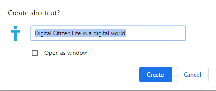 Edita el nombre del acceso directo, en Google Chrome