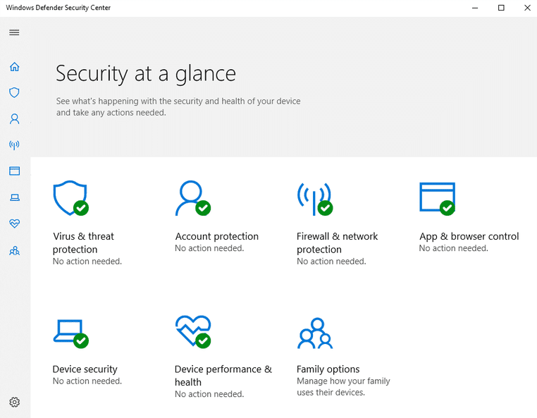 A continuación se abrirá el Centro de seguridad de Windows Defender