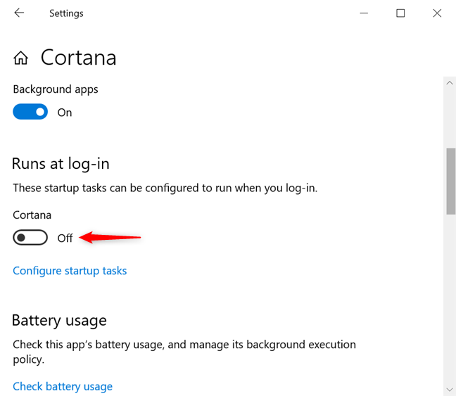 Apague el interruptor para evitar que la aplicación se inicie al inicio