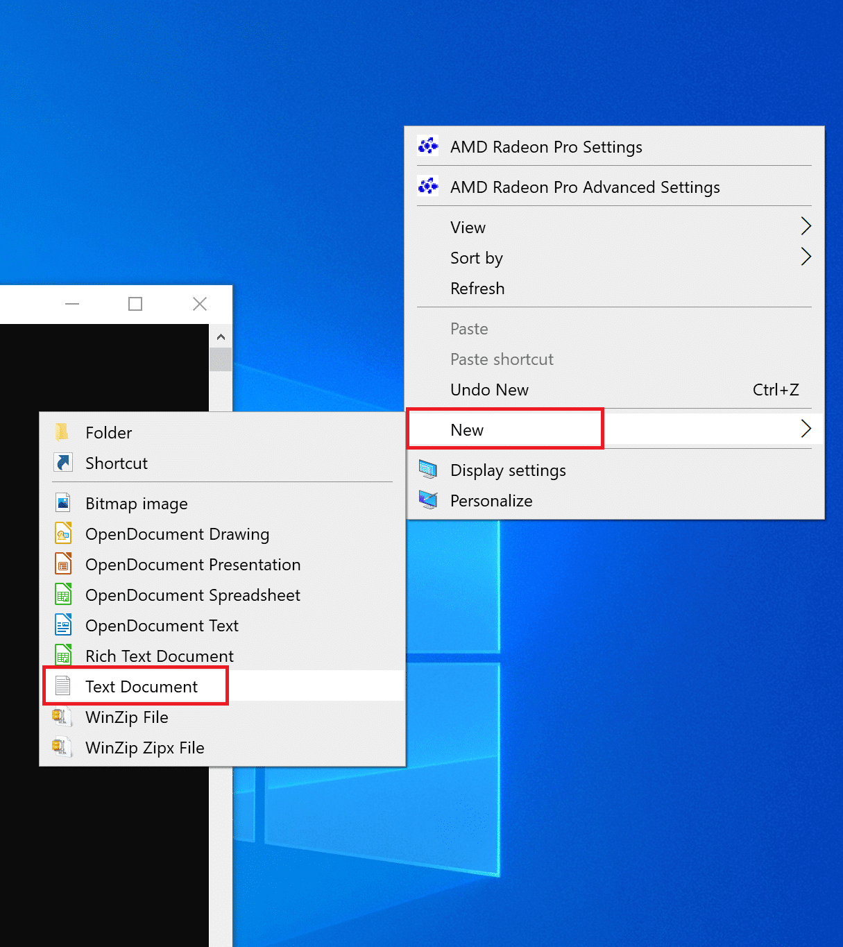 Haga clic derecho en su escritorio y seleccione Nuevo |  Arreglar las aplicaciones de Windows 10 que no funcionan