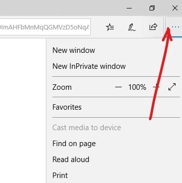 Abra Microsoft Edge y haga clic en el icono de tres puntos en la esquina superior derecha