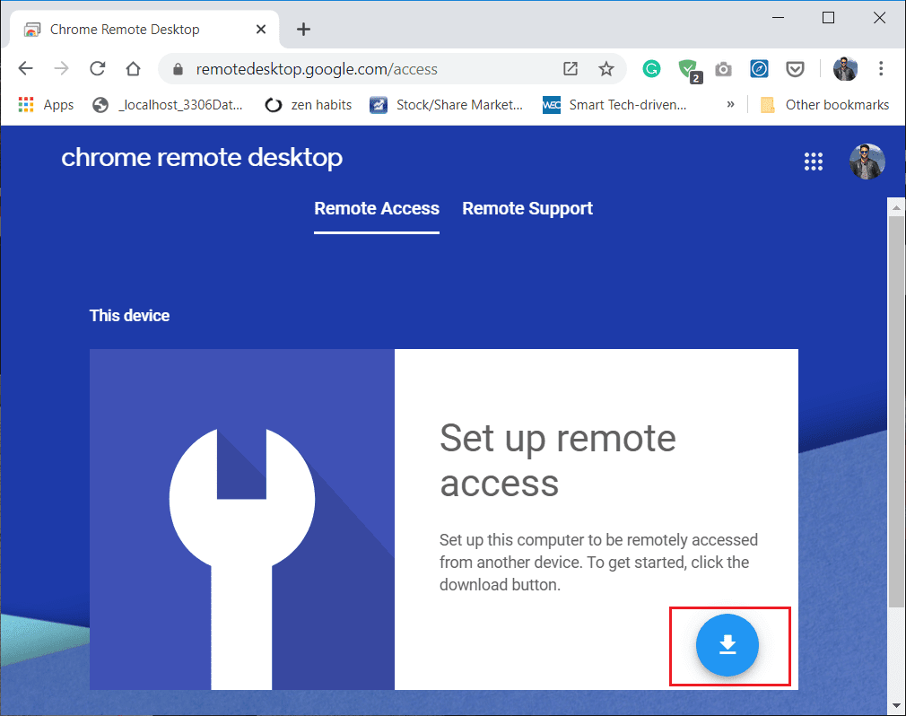 Abra Chrome y luego navegue hasta el acceso de escritorio remoto.google.com en la barra de direcciones