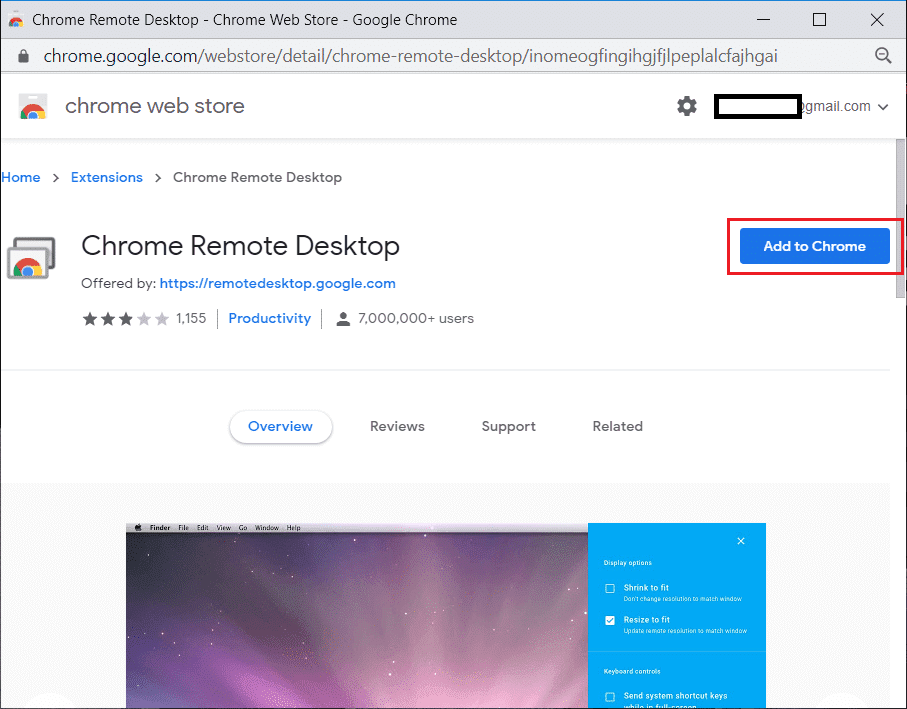 Haga clic en Agregar a Chrome junto a Escritorio remoto de Chrome