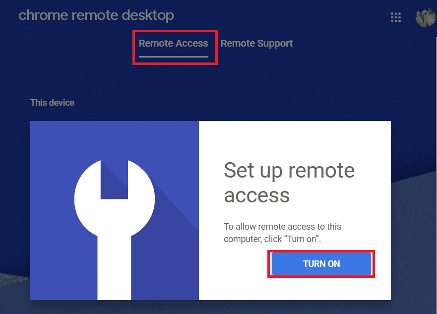 Haga clic en el botón Activar en configurar el acceso remoto