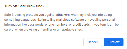 Aquí, haga clic en Apagar para continuar. Solucionar el problema de descarga de bloqueo de Chrome