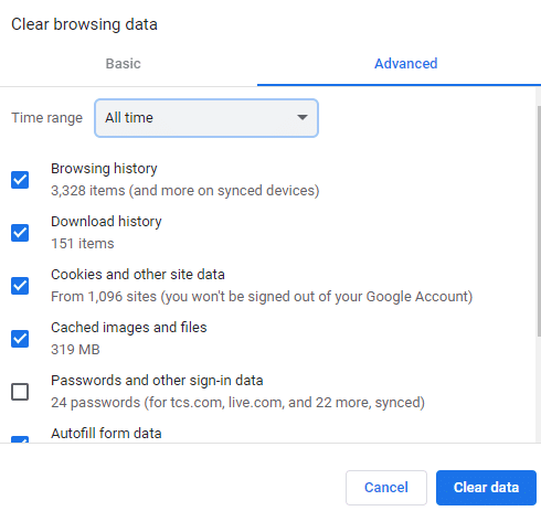seleccione el rango de tiempo para que se complete la acción | Detener la descarga de archivos bloqueada por Google Chrome
