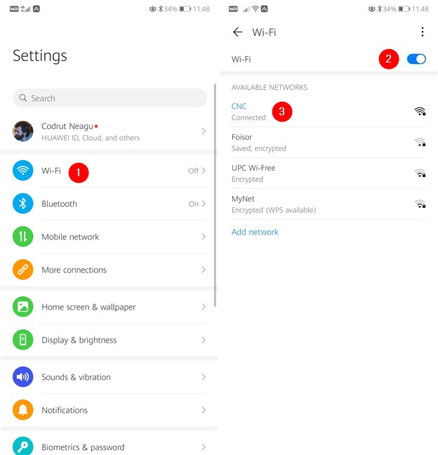 Activar Wi-Fi y conectarse a una red inalámbrica en un teléfono inteligente Android