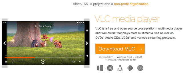Descargue VLC del sitio web oficial para tomar capturas de pantalla de películas