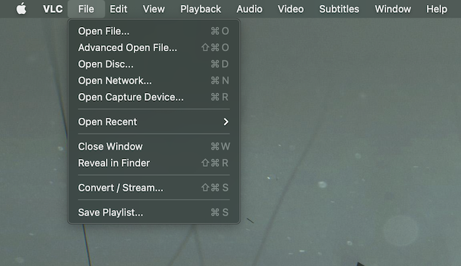 El menú VLC macOS es un poco diferente al de Windows