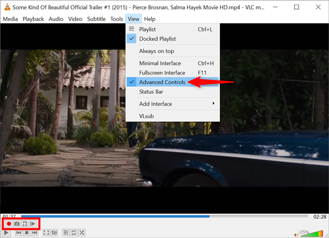 Mostrar controles avanzados en Windows para tomar una instantánea de VLC