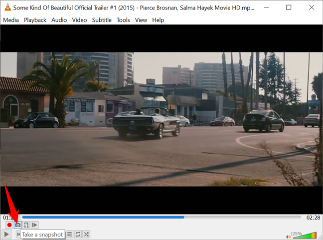 Use el botón Tomar una instantánea para tomar capturas de pantalla de VLC