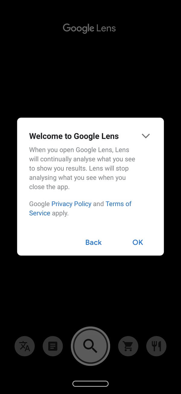 Le pedirá que acepte su Política de privacidad y Términos de servicio.  Haga clic en Aceptar