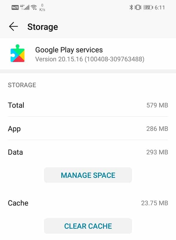 Desde borrar datos y borrar caché, toque los botones respectivos