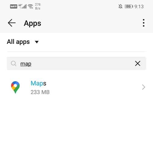 Abra App Manager y localice Google Maps | Arreglar Google Maps que no muestra direcciones en Android