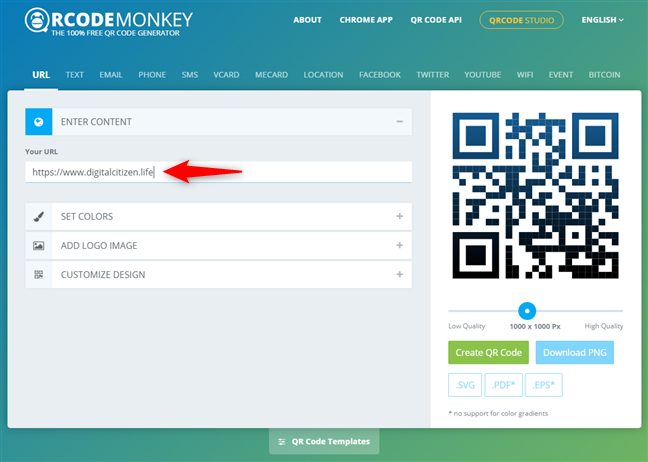 Introducir el contenido del código QR