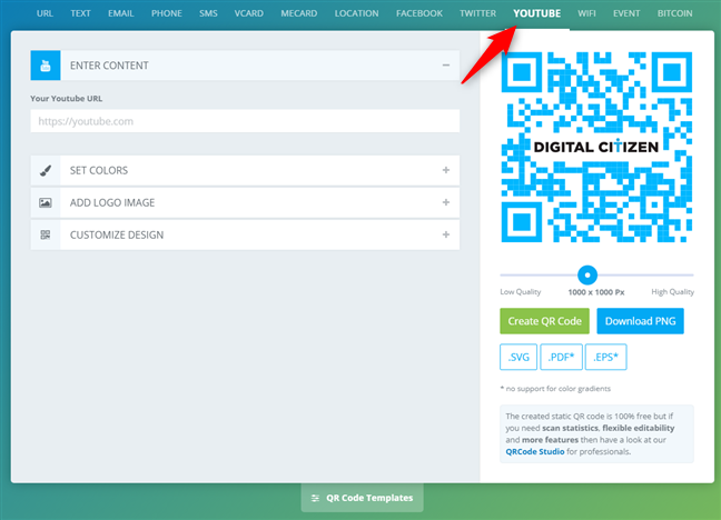 Cómo crear un código QR para un video en YouTube