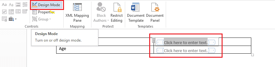 Puede editar este texto para cualquier control haciendo clic en el botón Modo de diseño