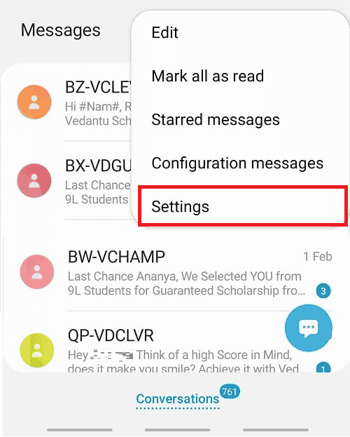 Toque en Configuración |  Cómo desactivar la copia de seguridad y sincronización de mensajes de AT&T