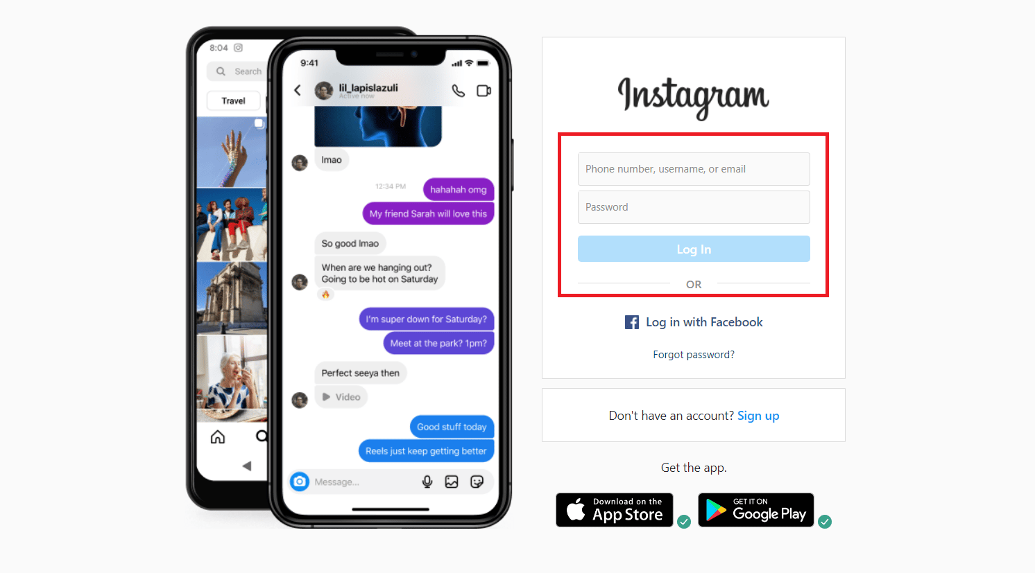 Vaya al sitio web de Instagram e inicie sesión con las credenciales de inicio de sesión |  ver los mensajes de texto de su esposo en AT&T