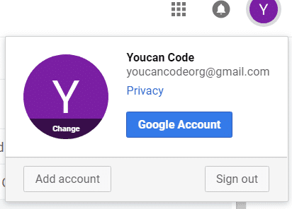 Haga clic en su foto de perfil y luego en 'Cuenta de Google' para abrir su cuenta de Google
