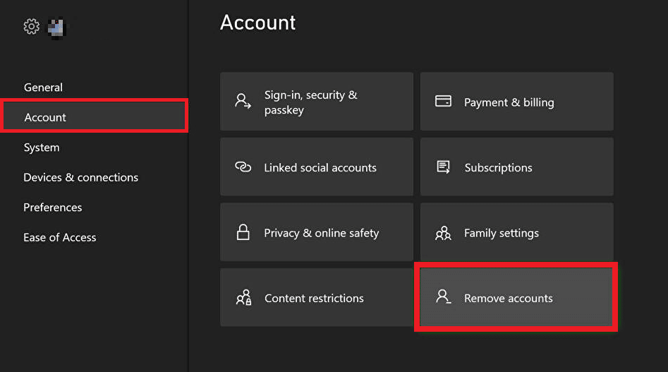 Seleccione Cuenta y seleccione Eliminar cuentas |  Cómo eliminar la cuenta de Bethesda