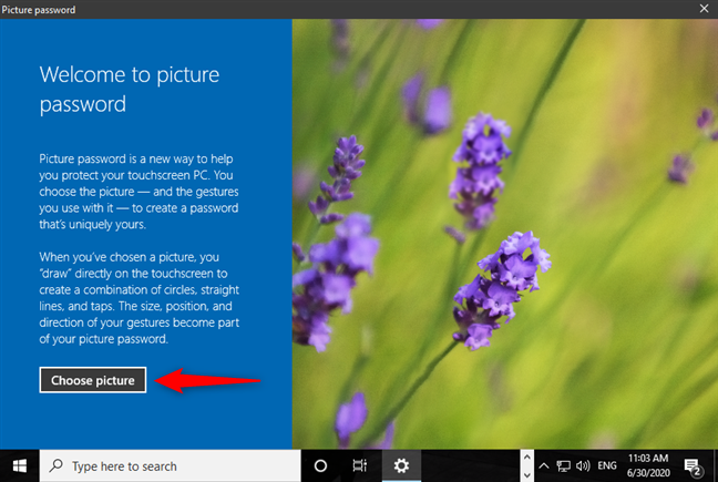 Elija la imagen que usará para iniciar sesión en Windows 10