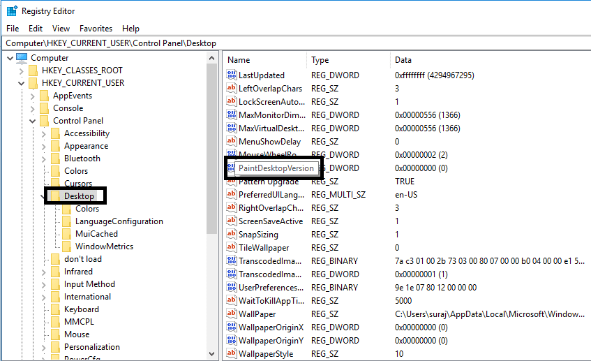 En el panel derecho, debe hacer clic en PaintDesktopVersion