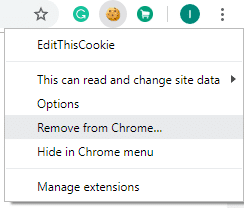 Haga clic en la opción Eliminar de Chrome del menú que aparece