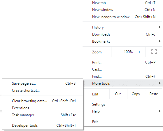 Haga clic en la opción Más herramientas del menú
