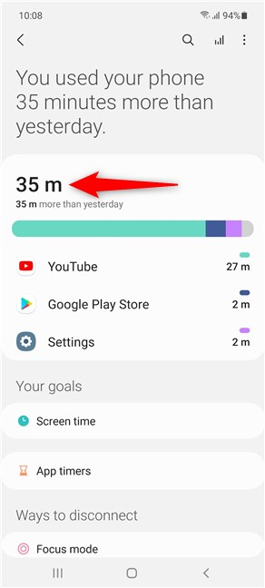 Hora en la pantalla táctil o en la barra de abajo