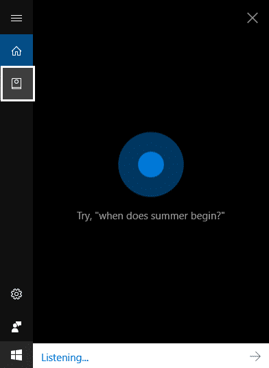 Haga clic en el ícono de Cortana en la bandeja del sistema, luego haga clic en el ícono del Bloc de notas en el menú Inicio