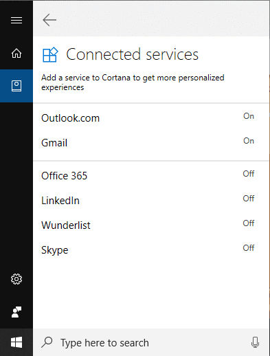Haga clic en Servicios conectados en Conexiones y luego haga clic en Gmail