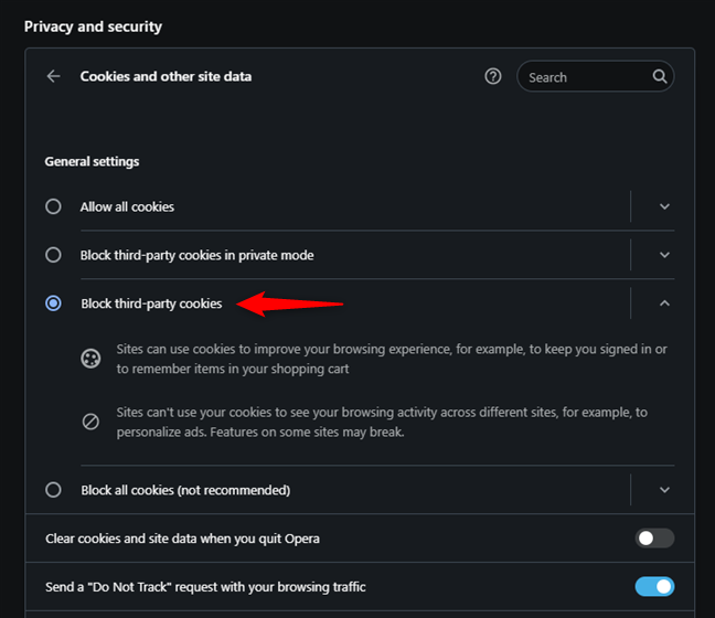 Cómo bloquear las cookies de terceros en Opera