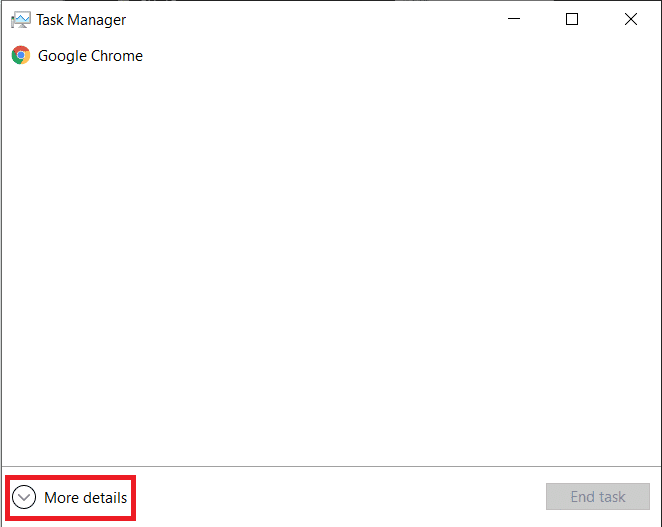 Haga clic en Más detalles para ver todos los procesos en segundo plano