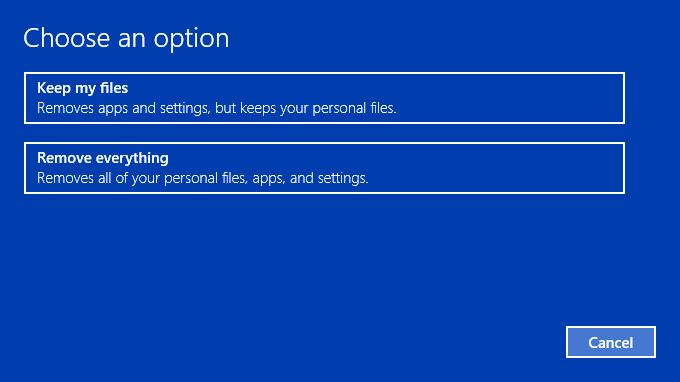 Seleccione la opción Conservar mis archivos y haga clic en Siguiente |  Reparar Windows 10 no descargará ni instalará actualizaciones