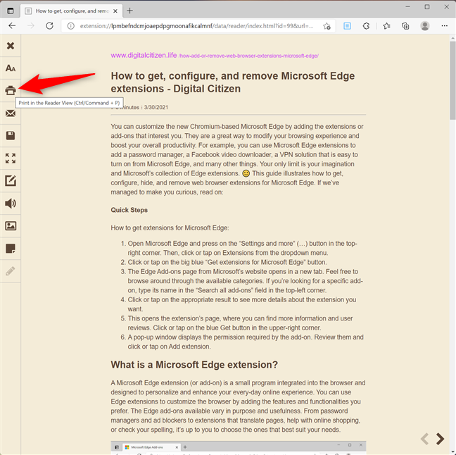 Cómo imprimir un artículo sin anuncios en Microsoft Edge