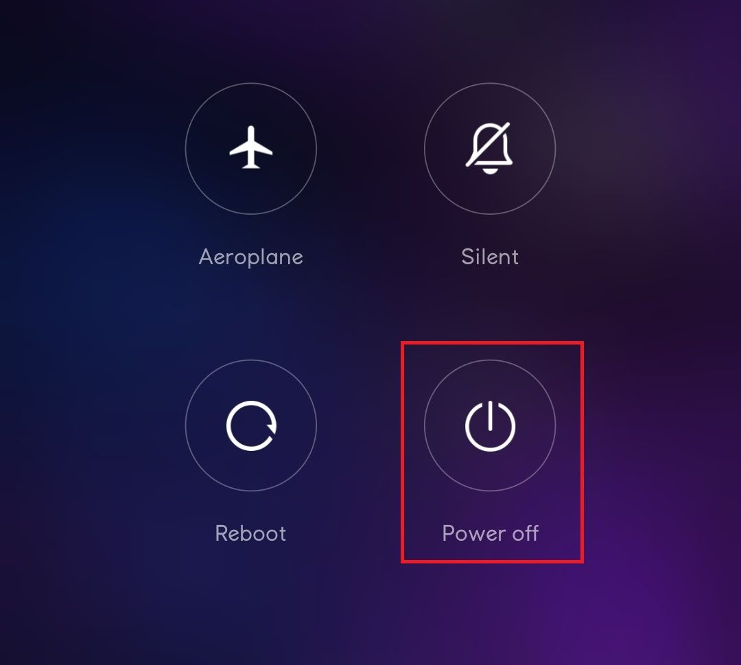 Menú de encendido en Android.
