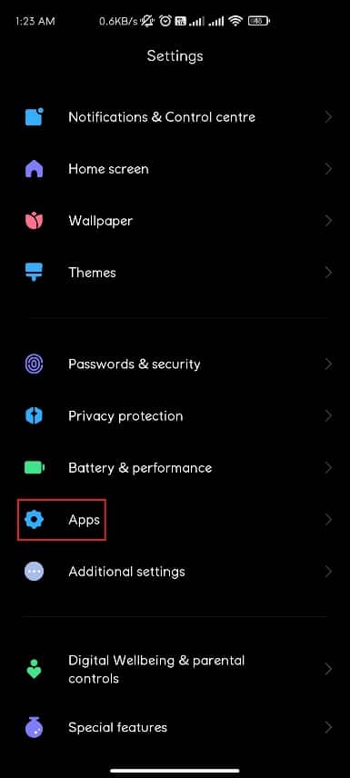 Menú de configuración en Android |  Cómo arreglar Spotify no se abre