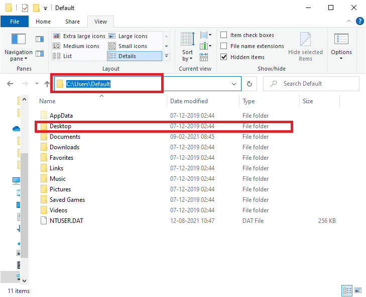 Ahora, escriba la ubicación en la barra de direcciones como se muestra a continuación y presione Entrar.  C:windowssystem32configsystemprofileDesktop no está disponible: corregido