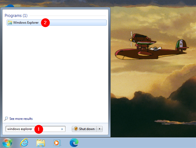 Cómo abrir Windows Explorer en Windows 7 usando la búsqueda
