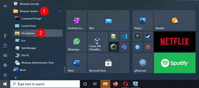 Cómo abrir el Explorador de archivos desde el menú Inicio de Windows 10