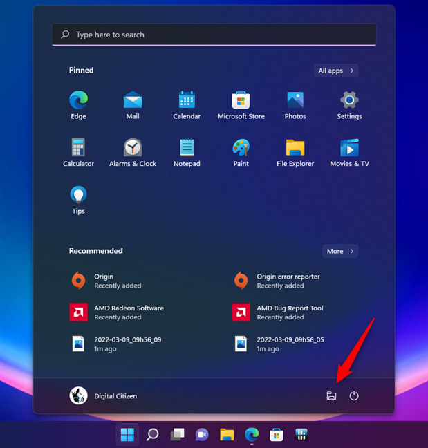 Cómo abrir el Explorador de archivos en Windows 11 usando su botón desde el menú Inicio