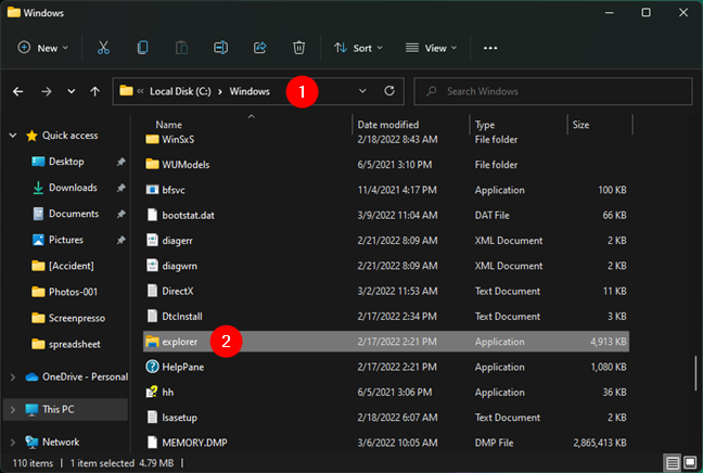 ¿Dónde está Windows/Explorador de archivos? Ábralo ejecutando explorer.exe