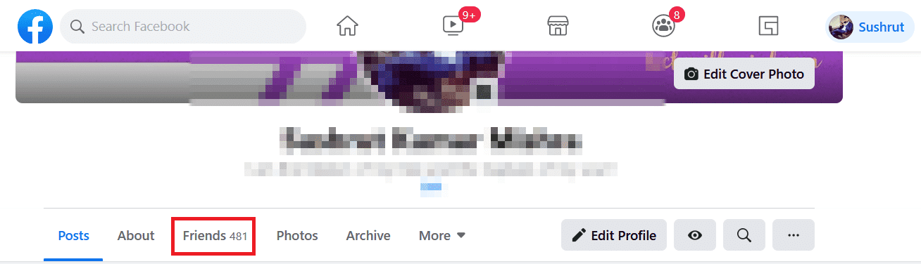 Haga clic en el botón Amigos para abrir su lista de amigos de Facebook