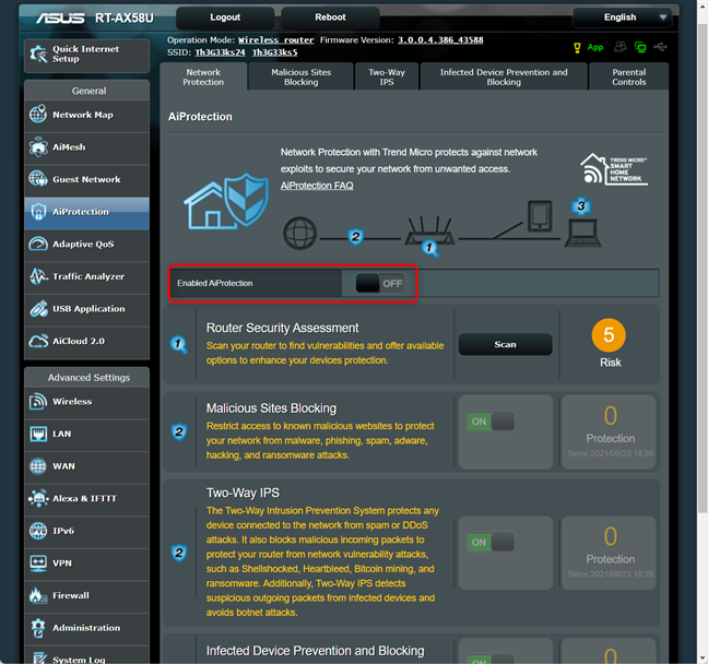 Active el interruptor para Habilitar AiProtection