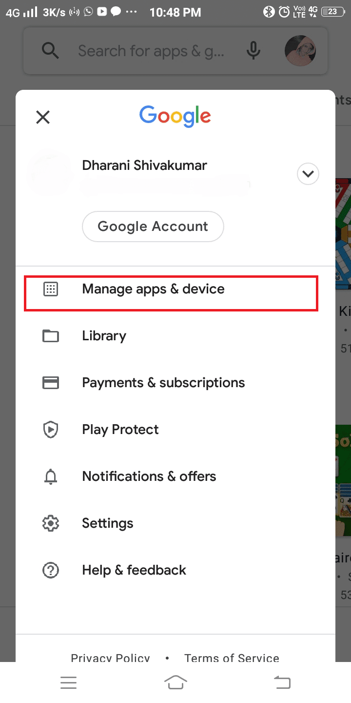 En la lista de opciones, toca Administrar aplicaciones y dispositivos.  ¿Cómo solucionarlo Desafortunadamente, el servicio IMS se ha detenido en Android?