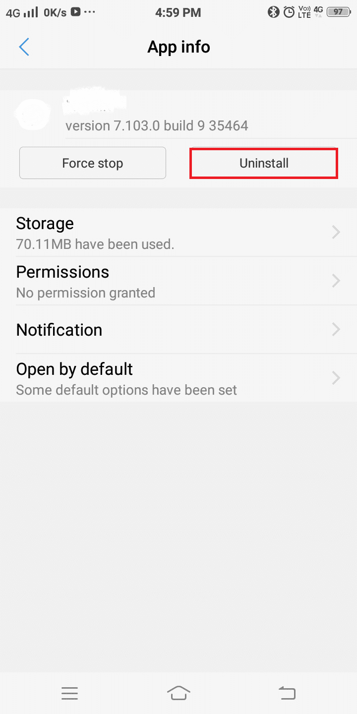 Finalmente, haga clic en Desinstalar.  ¿Cómo solucionarlo Desafortunadamente, el servicio IMS se ha detenido en Android?
